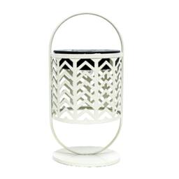 Obasyhig Style 2 Solar-Powered Wrought-Iron Openwork Table Lamp in White - thumbnail 1