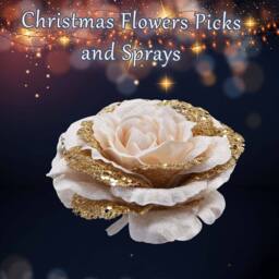 VFM e-Store Christmas Rose Head with Clip Decoration 8cm x 15cm Rose Gold X 1 - Size: 8 cm x 15 cm - thumbnail 3