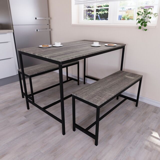 Home Discount Vida Designs Roslyn 4 Seater Dining Table With Bench Set in Dark Grey - image 1