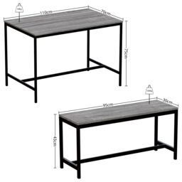 Home Discount Vida Designs Roslyn 4 Seater Dining Table With Bench Set in Dark Grey - thumbnail 2