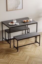 Home Discount Vida Designs Roslyn 4 Seater Dining Table With Bench Set in Dark Grey - thumbnail 8