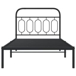 Berkfield Home Metal Bed Frame without Mattress with Headboard Black 100x190cm - Size: 100x190 cm - thumbnail 4