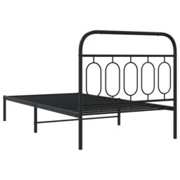 Berkfield Home Metal Bed Frame without Mattress with Headboard Black 100x190cm - Size: 100x190 cm - thumbnail 6