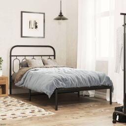 Berkfield Home Metal Bed Frame without Mattress with Headboard Black 100x190cm - Size: 100x190 cm - thumbnail 1