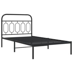 Berkfield Home Metal Bed Frame without Mattress with Headboard Black 100x190cm - Size: 100x190 cm - thumbnail 3