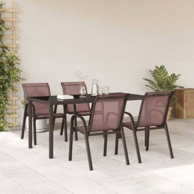 Berkfield Home Stackable Garden Chairs 4 pcs Brown Textilene Fabric - image 1