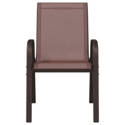 Berkfield Home Stackable Garden Chairs 4 pcs Brown Textilene Fabric - thumbnail 3