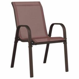 Berkfield Home Stackable Garden Chairs 4 pcs Brown Textilene Fabric - thumbnail 4