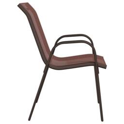Berkfield Home Stackable Garden Chairs 4 pcs Brown Textilene Fabric - thumbnail 5