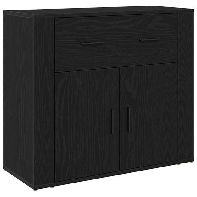 Berkfield Home Sideboard Black Oak 80x33x70 cm Engineered Wood - Size: 80 x 33 x 70 cm - image 1