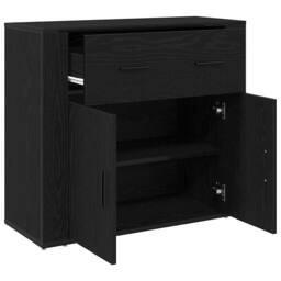 Berkfield Home Sideboard Black Oak 80x33x70 cm Engineered Wood - Size: 80 x 33 x 70 cm - thumbnail 5
