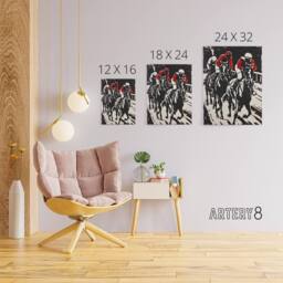 "Artery8 Jockeys Horse Racing Race Canvas Wall Art Print in Black - Size: W18"" x H24""" - thumbnail 4