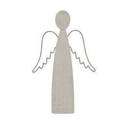 Lemon Pavilion Furniture and Decor Large Whitewashed Rustic Standing Angel Decoration - L4xW18xH37 cm in White - thumbnail 1