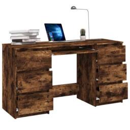 Berkfield Home Decorative Writing Desk Smoked Oak 140x50x77 cm Engineered Wood in Brown - Size: 140 x 50 x 77 cm
