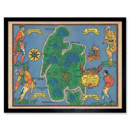 "Artery8 Map Stuart 1960 Stevenson's Treasure Island 12x16"" Framed Art Print - Size: W12"" x H16""" - thumbnail 1