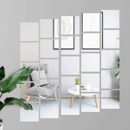 Kelvenix Square Mirror Tiles Wall Mounted DIY Full Body Self-Adhesive Stick in Silver - Size: 15 cm - thumbnail 5