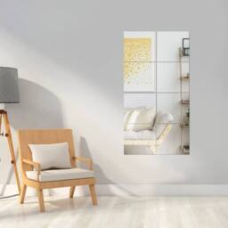 Kelvenix Square Mirror Tiles Wall Mounted DIY Full Body Self-Adhesive Stick in Silver - Size: 15 cm - thumbnail 4