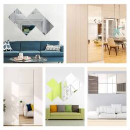 Kelvenix Square Mirror Tiles Wall Mounted DIY Full Body Self-Adhesive Stick in Silver - Size: 15 cm - thumbnail 3
