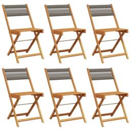 Berkfield Home Beautiful Folding Garden Chairs 6 pcs Grey Solid Wood Acacia - thumbnail 3