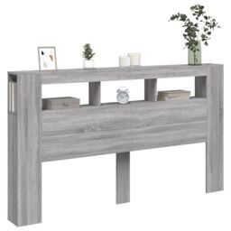 Berkfield Home LED Headboard Grey Sonoma 180x18.5x103.5 cm Engineered Wood - thumbnail 5