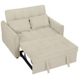 STILVORA 2 Seater Sofa Bed with Adjustable Backrest in Beige - thumbnail 5