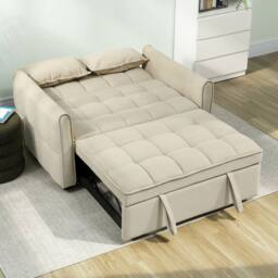 STILVORA 2 Seater Sofa Bed with Adjustable Backrest in Beige - thumbnail 3