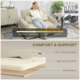 STILVORA 2 Seater Sofa Bed with Adjustable Backrest in Beige - thumbnail 8