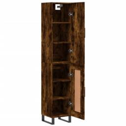 Berkfield Home Highboard Smoked Oak 34.5x34x180 cm Engineered Wood in Brown - thumbnail 4