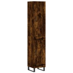 Berkfield Home Highboard Smoked Oak 34.5x34x180 cm Engineered Wood in Brown - thumbnail 3