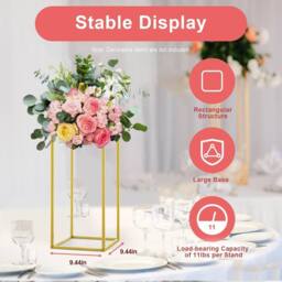 FLAVORA Metal Flower Display Stands Elegant Holder Rack in Gold - Size: 0.6m2 - thumbnail 3
