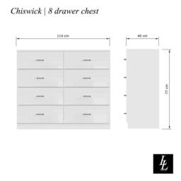 LUXURY LIFE Keaton Gloss White 8 Drawer Modern Twin Chest Of Drawers - thumbnail 3