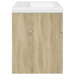 Berkfield Home Bathroom Sink Cabinet with Built-in Basin Sonoma Oak in Brown - thumbnail 5
