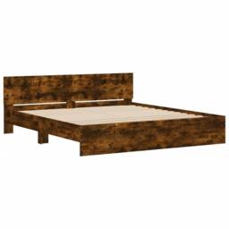 Berkfield Home Durable Bed Frame without Mattress Smoked Oak 160x200 cm in Brown - thumbnail 4