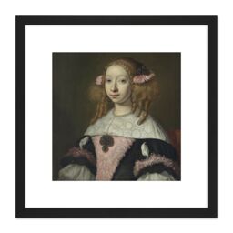 Artery8 Van Der Helst Portrait Adriana Hinlopen 8X8 Inch Square Wooden Framed Wall Art Print Picture with Mount in Black - thumbnail 1