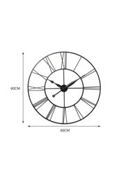 Living and Home 60cm Dia Vintage Cut-Out Roman Numeral Metal Wall Clock in Dark Grey - thumbnail 4