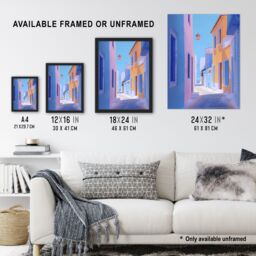 "Artery8 Greek Costal Pastel Colour Painting Calm Sunny Wall Art Print - Size: W24"" x H32""" - thumbnail 3