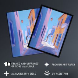 "Artery8 Greek Costal Pastel Colour Painting Calm Sunny Wall Art Print - Size: W24"" x H32""" - thumbnail 2