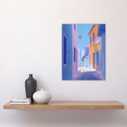 "Artery8 Greek Costal Pastel Colour Painting Calm Sunny Wall Art Print - Size: W24"" x H32""" - thumbnail 4