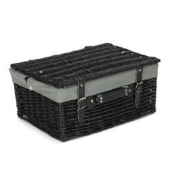 Red Hamper 41cm Empty Black Willow Picnic Basket With Grey Lining - thumbnail 2