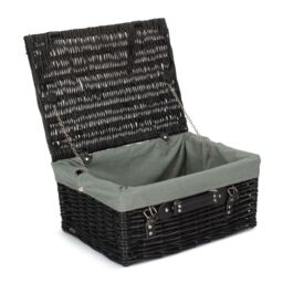 Red Hamper 41cm Empty Black Willow Picnic Basket With Grey Lining - thumbnail 1