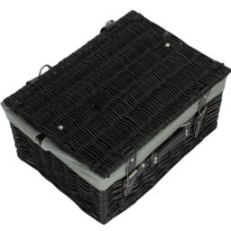 Red Hamper 41cm Empty Black Willow Picnic Basket With Grey Lining - thumbnail 3
