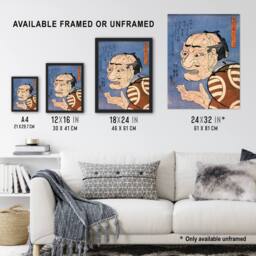 "Artery8 Man Portrait From Interlocking Bodies Kuniyoshi Wall Art Poster Print in Blue - Size: W24"" x H32""" - thumbnail 3