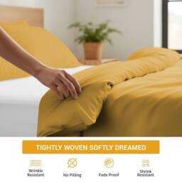 Grace 100% Egyptian Cotton Duvet Cover Set 400 TC with Zipper Closure in Yellow - Size: Double - thumbnail 7