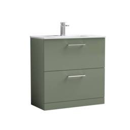 Balterley Bathroom 2 Soft Close Drawer, Floor Vanity Unit, Satin Green, 800mm in Green