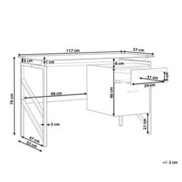 Wyld and Coco Black Tempered Glass Top Desk 117 × 57 cm Metal Frame and Two Drawers - thumbnail 3