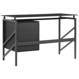 Wyld and Coco Black Tempered Glass Top Desk 117 × 57 cm Metal Frame and Two Drawers - thumbnail 7