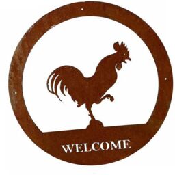 Poppyforge Cockerel Welcome Wall Art - Large - Steel - W49.5 x H49.5 cm - BM/RtR in Brown - thumbnail 2