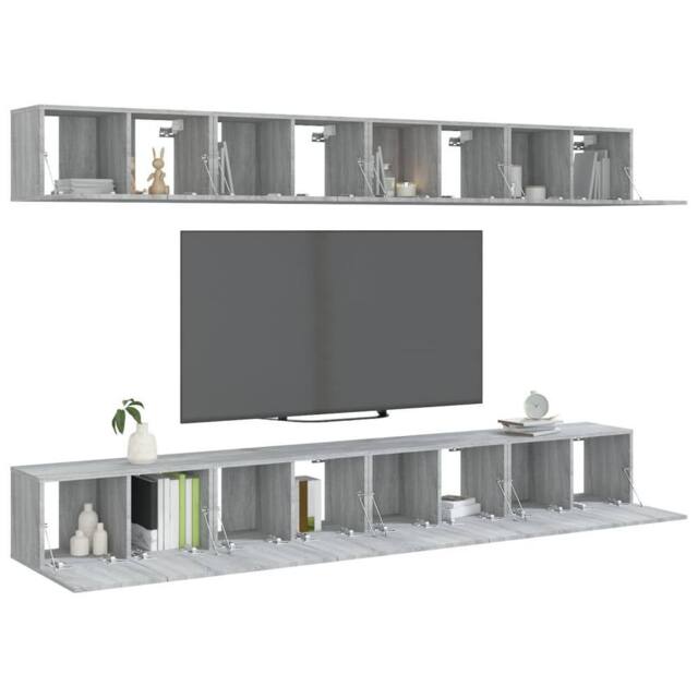Berkfield Home TV Cabinets 8 pcs Grey Sonoma 60x30x30 cm Engineered Wood - Size: 60 x 30 x 30 cm - image 1
