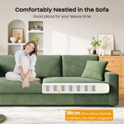 Dprodo Deep 4 Seat Sofa, 256cm Mid Century Modern Couches in Green - Size: 2 Pack - thumbnail 3