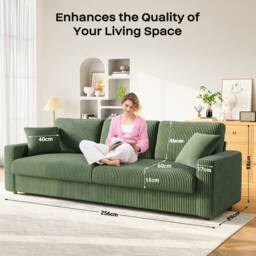 Dprodo Deep 4 Seat Sofa, 256cm Mid Century Modern Couches in Green - Size: 2 Pack - thumbnail 2